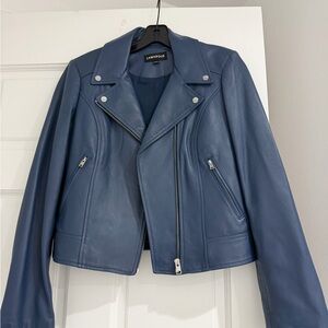 LAMARQUE Women's Classic Blue Leather Jacket
